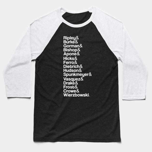 Sulaco Crew Helvetica List Baseball T-Shirt by jasonyerface